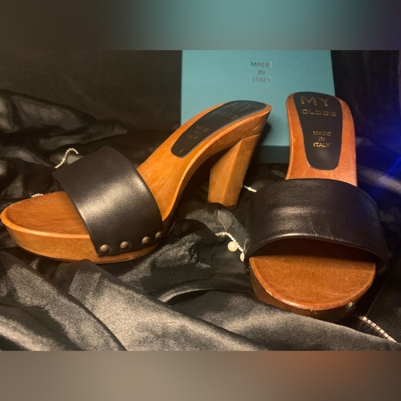 COPY - BLACK CLOGS, SIZE 41 EUR / 10 USA ZOCCOLI~ MY CLOGS~ MADE IN ITALY - Picture 2 of 10